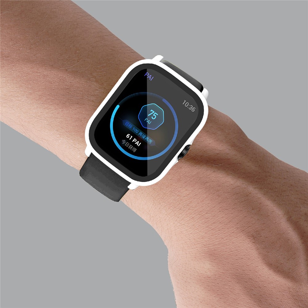 Hard PC All-Around Protective Shell with HD Anti-Scratch Tempered Glass Screen Protector for Huami Amazfit GTS 2 - White-9