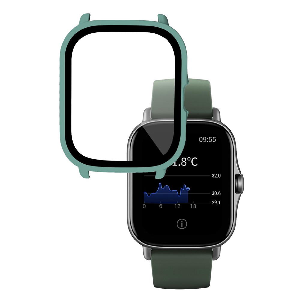 Hard PC All-Around Protective Shell with HD Anti-Scratch Tempered Glass Screen Protector for Huami Amazfit GTS 2 - Green-1