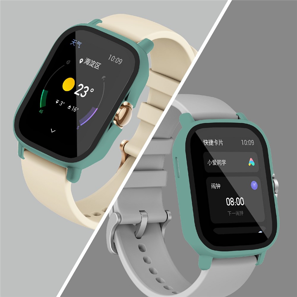 Hard PC All-Around Protective Shell with HD Anti-Scratch Tempered Glass Screen Protector for Huami Amazfit GTS 2 - Green-10