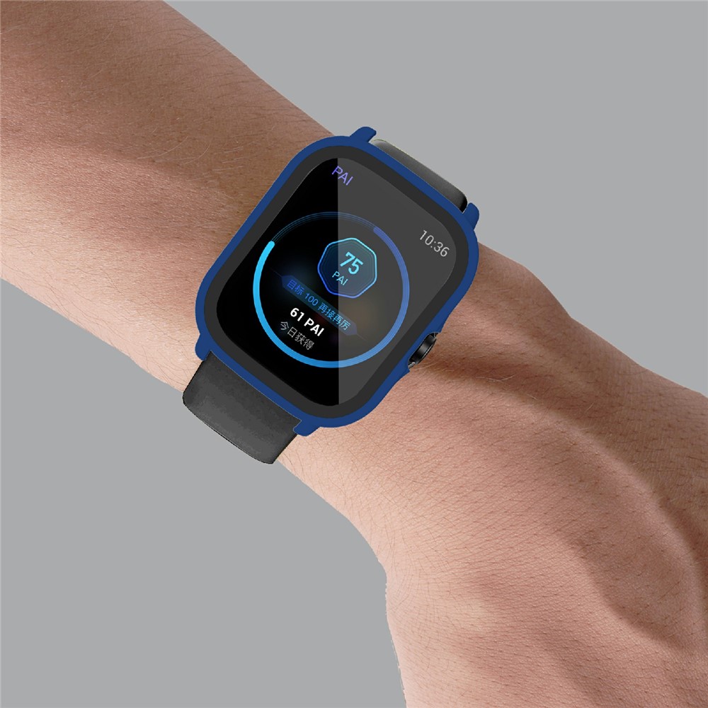 Hard PC All-Around Protective Shell with HD Anti-Scratch Tempered Glass Screen Protector for Huami Amazfit GTS 2 - Midnight Blue-5