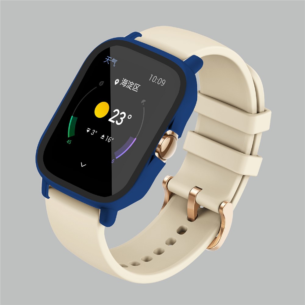 Hard PC All-Around Protective Shell with HD Anti-Scratch Tempered Glass Screen Protector for Huami Amazfit GTS 2 - Midnight Blue-8