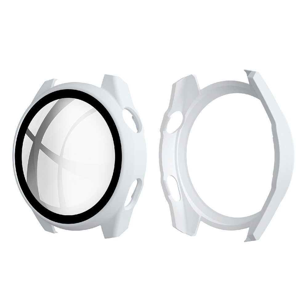 All-Around Scratch Resistant Rubberized Hard PC Case with Touch Sensitive Tempered Glass Screen Protector for Huawei Watch 3 Pro 48mm - White-1