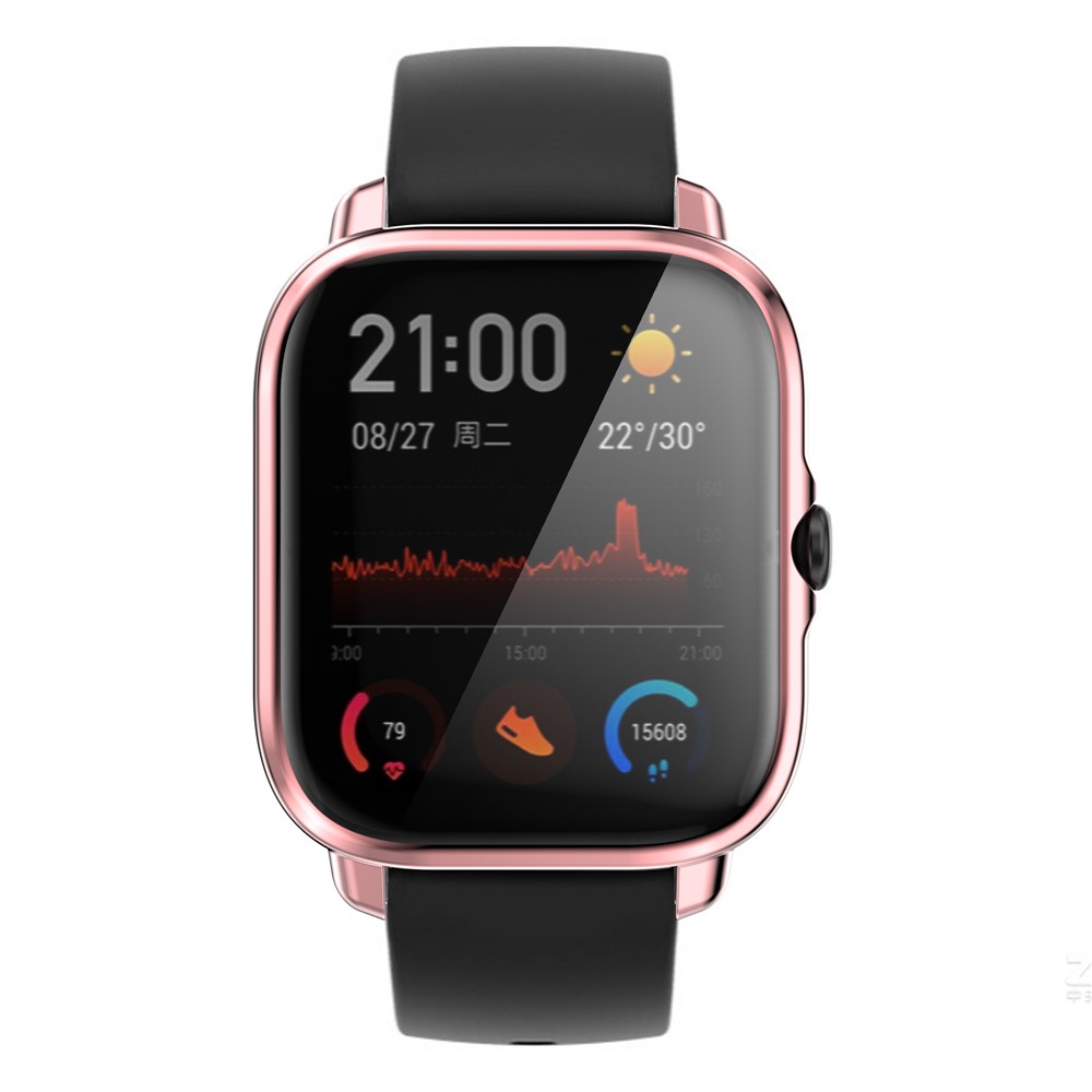 Electroplating Soft TPU Protective Watch Case Full Around Replacement Protector Cover for Huami Amazfit GTS3 - Pink-5