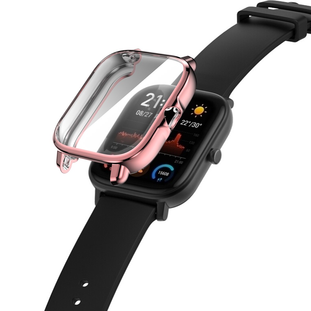 Electroplating Soft TPU Protective Watch Case Full Around Replacement Protector Cover for Huami Amazfit GTS3 - Pink-7