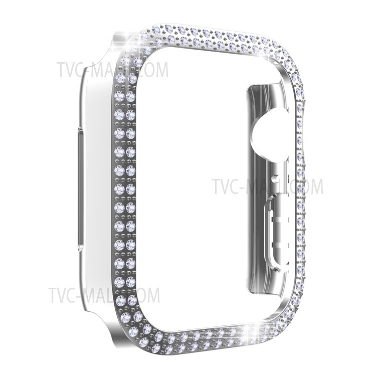 Electroplating Hard PC Rhinestone Decor Smart Watch Case Cover for Apple Watch Series 7 45mm - Silver-2