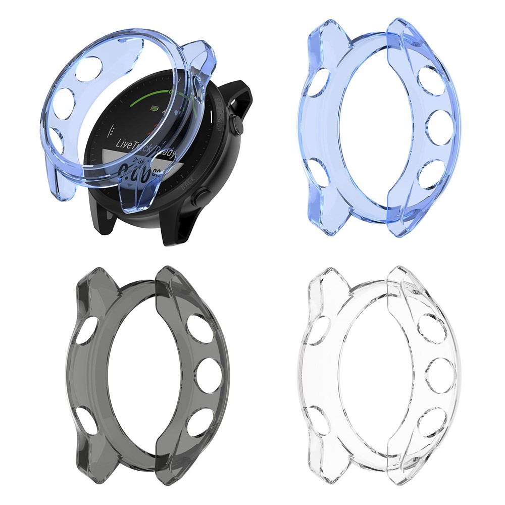 Drop Protection Watch Frame Cover Soft TPU Case for Garmin Forerunner 945 LTE - Transparent Black-5