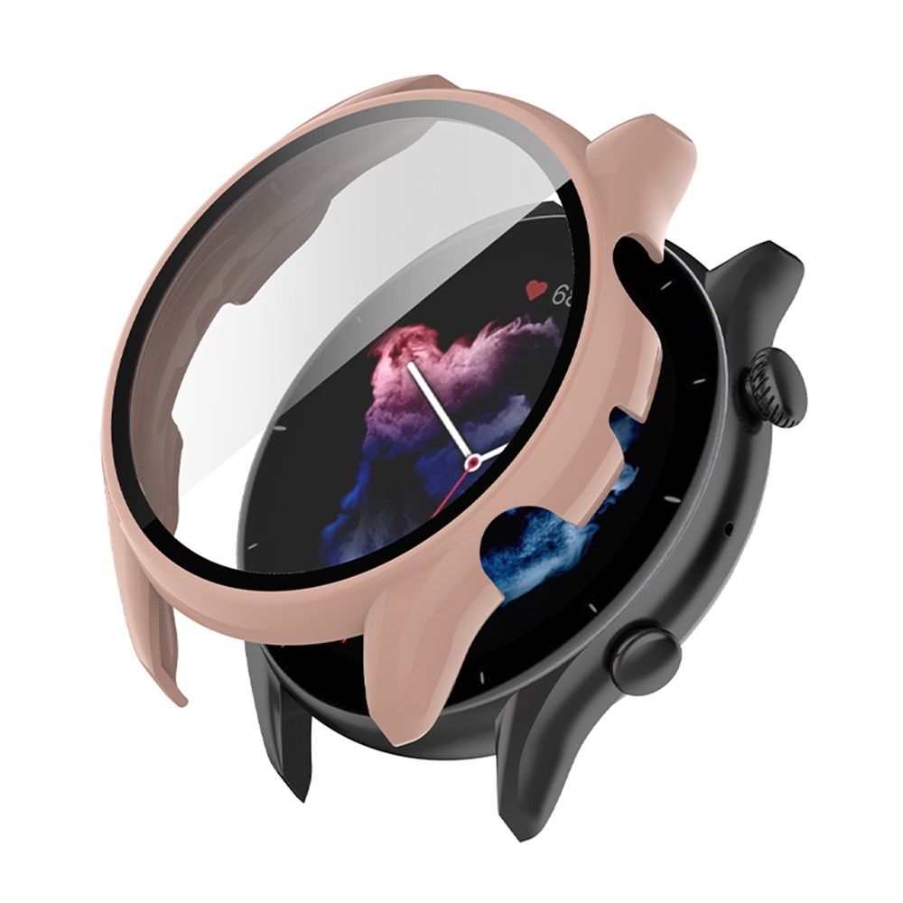 All Around Hard PC Protective Case with Tempered Glass Screen Protector for Huami Amazfit GTR 3 / GTR 3 Pro - Pink-3