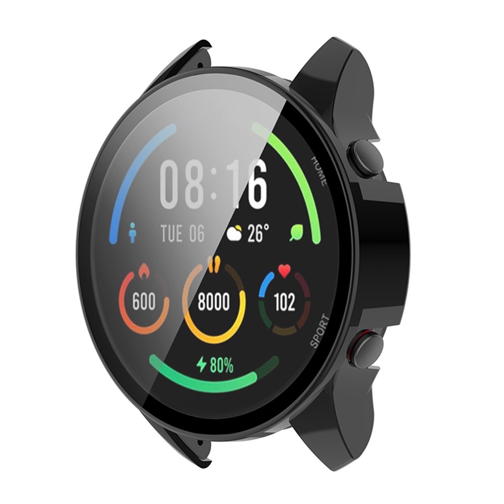 Hard PC Case All-Around Edge Protective Cover with Tempered Glass Screen Protector for Xiaomi Mi Watch Color Sports Edition - Black-1