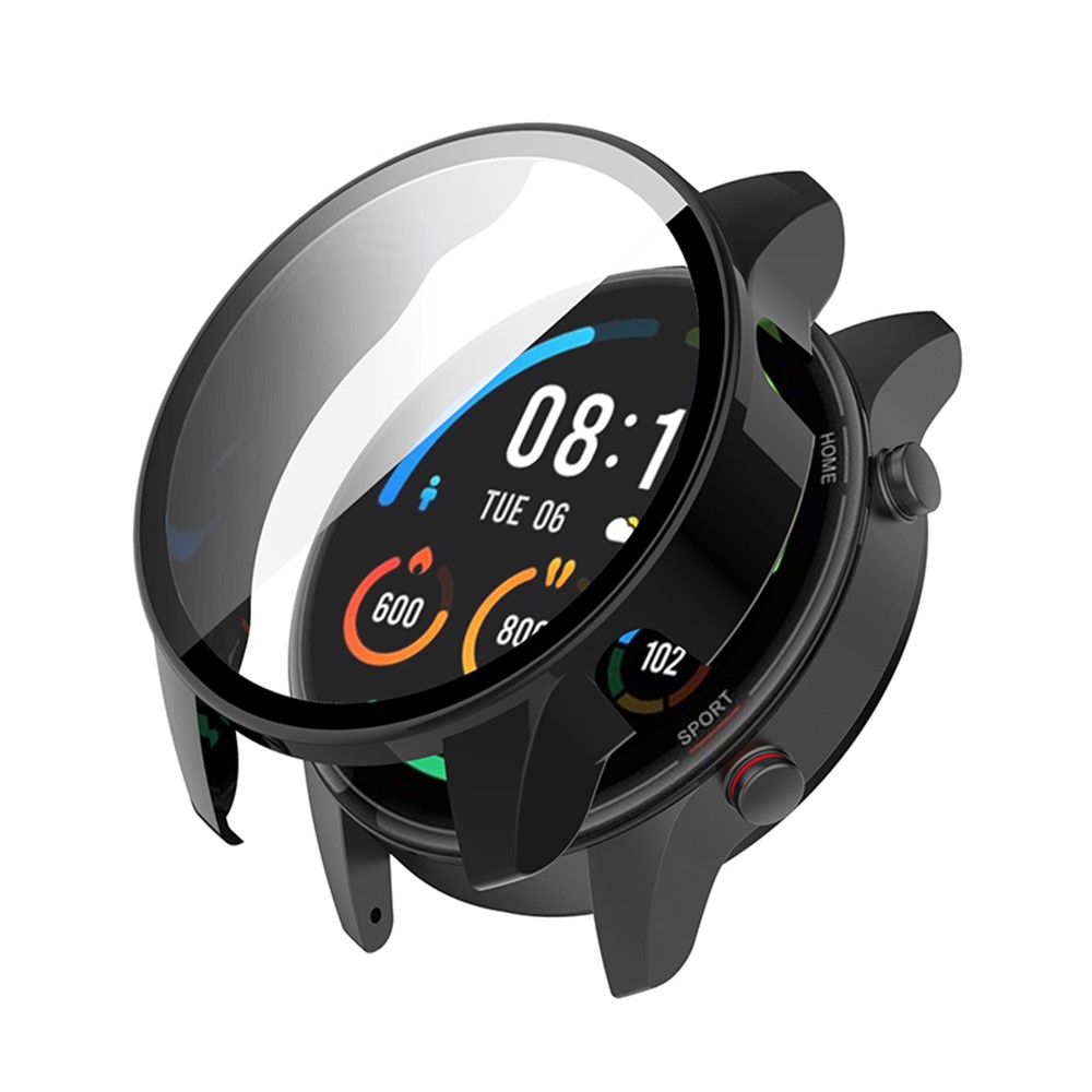 Hard PC Case All-Around Edge Protective Cover with Tempered Glass Screen Protector for Xiaomi Mi Watch Color Sports Edition - Black-3