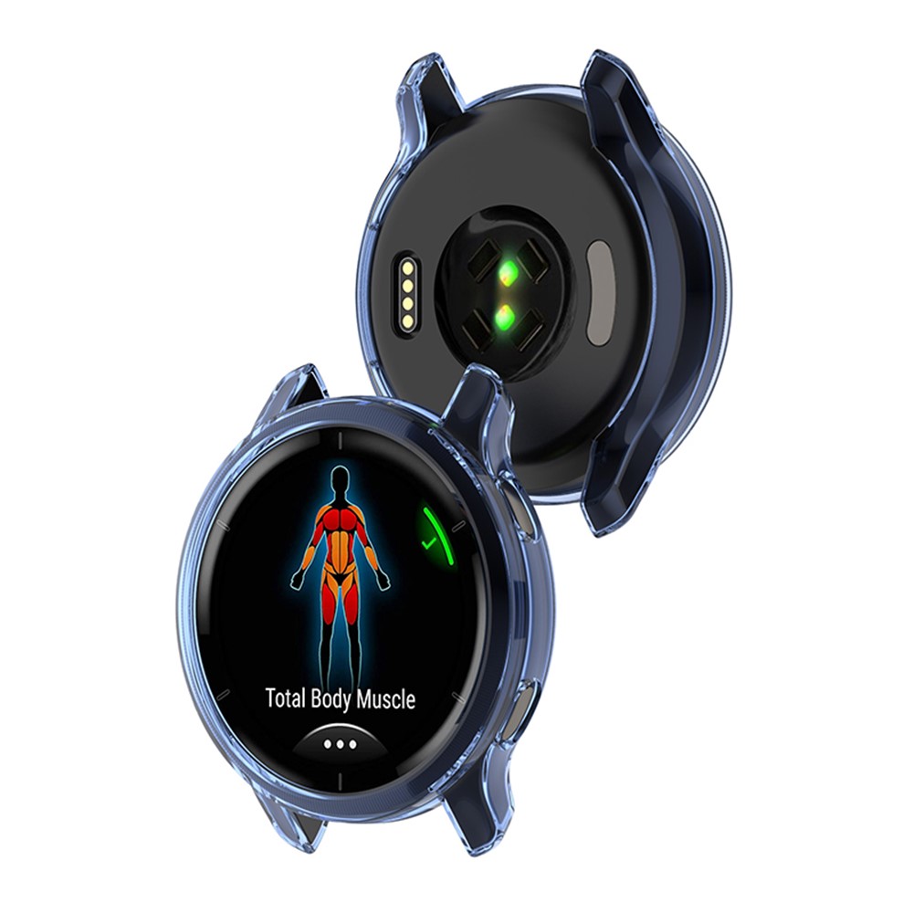 Soft TPU Shock Absorption Hollowed Half-pack Clear Protective Cover for Garmin Venu 2S - Transparent Blue-7