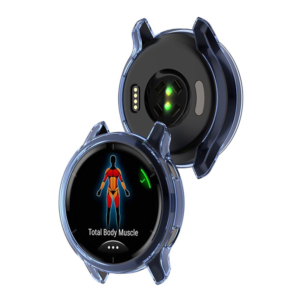 Half Coverage Hollowed Scratch-Free Soft TPU Edge Protective Case Watch for Garmin Venu 2 - Transparent Blue-3