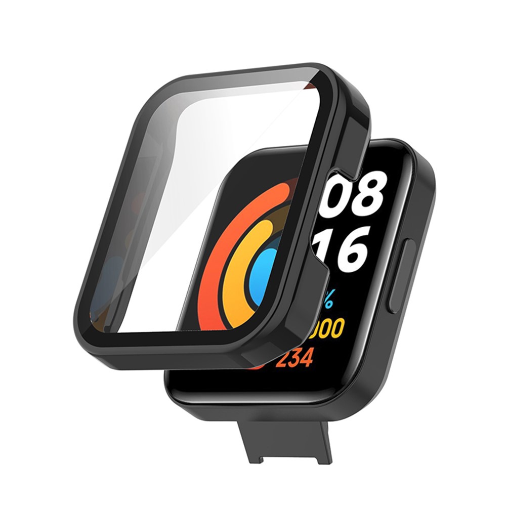 Hard PC HD Clear Full Cover Protective Case with Tempered Glass Screen Protector for Xiaomi Redmi Watch 2 / Watch 2 Lite - Black-1