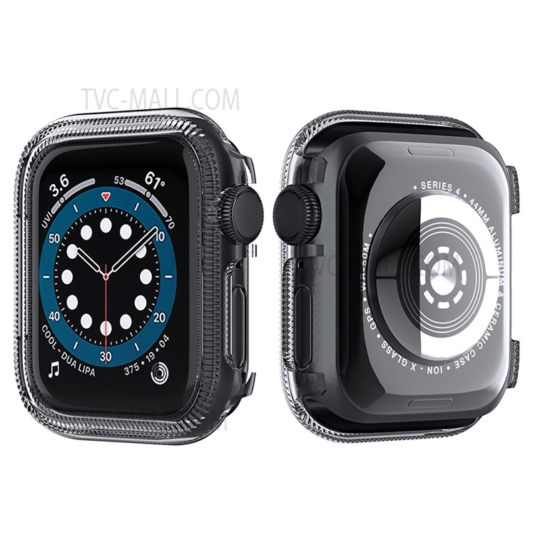 Smart Watch Clear Case Shockproof PC Protective Cover Frame for Apple Watch Series 6/5/4/SE 44mm - Transparent Black-1