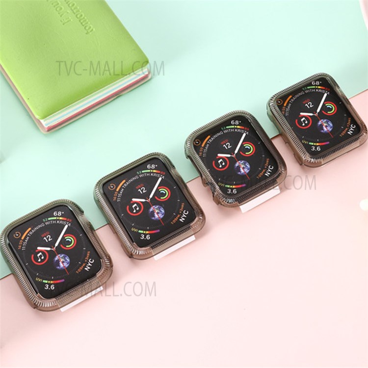 Smart Watch Clear Case Shockproof PC Protective Cover Frame for Apple Watch Series 6/5/4/SE 44mm - Transparent Black-2