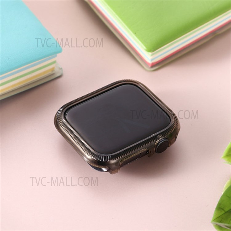 Smart Watch Clear Case Shockproof PC Protective Cover Frame for Apple Watch Series 6/5/4/SE 44mm - Transparent Black-3