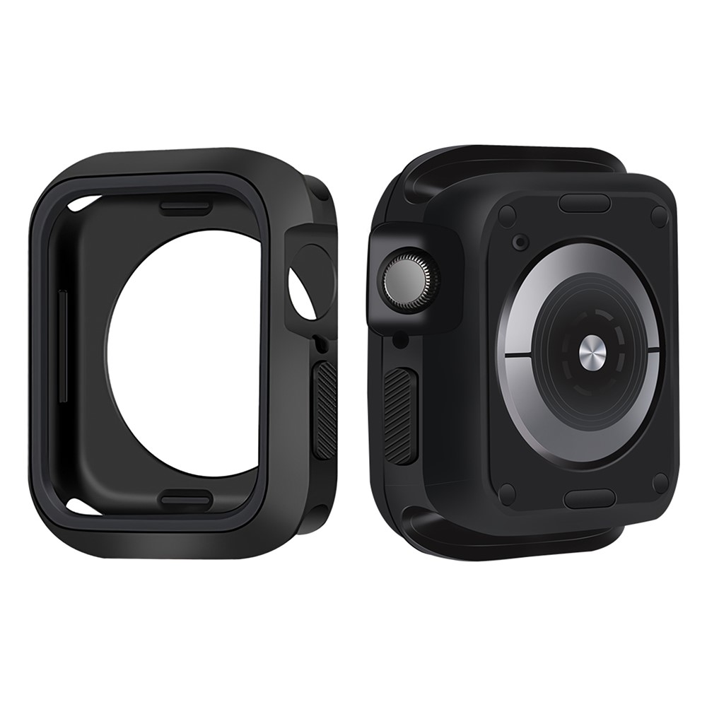 Soft Silicone Dual Color Smart Watch Protective Case Cover Frame for Apple Apple Watch Series 7 45mm - Black/Black-1
