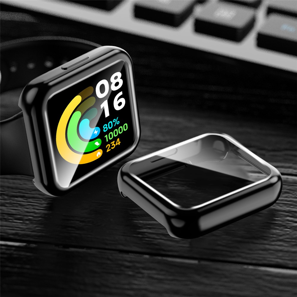 Full Coverage Soft TPU Smart Watch Protective Case with Transparent TPU Screen Protector for Xiaomi Redmi Watch 2 - Black-2