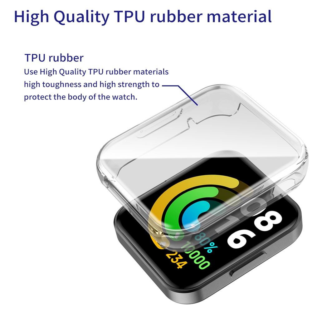 Full Coverage Transparent TPU Smart Watch Protective Case with TPU Screen Protector for Xiaomi Redmi Watch 2 - Transparent-5