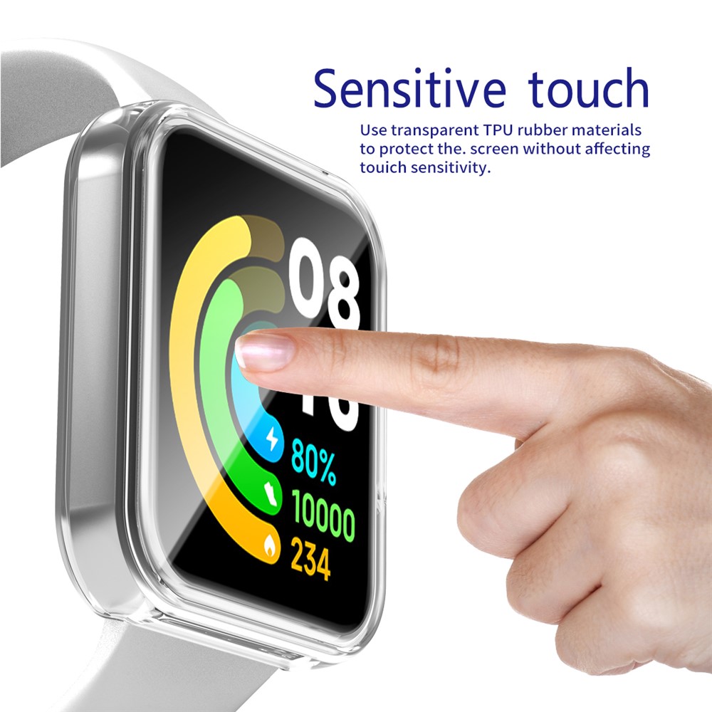 Full Coverage Transparent TPU Smart Watch Protective Case with TPU Screen Protector for Xiaomi Redmi Watch 2 - Transparent-6
