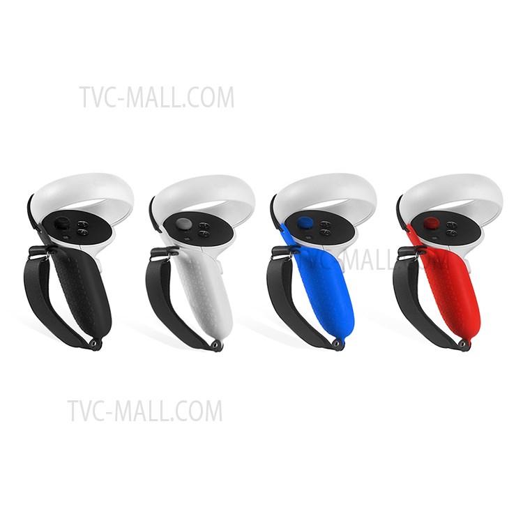1 Pair Silicone Protective Grip Cover Handle Sleeve Case with Adjustable Palm Strap for Oculus Quest 2 VR Controller - Blue-11
