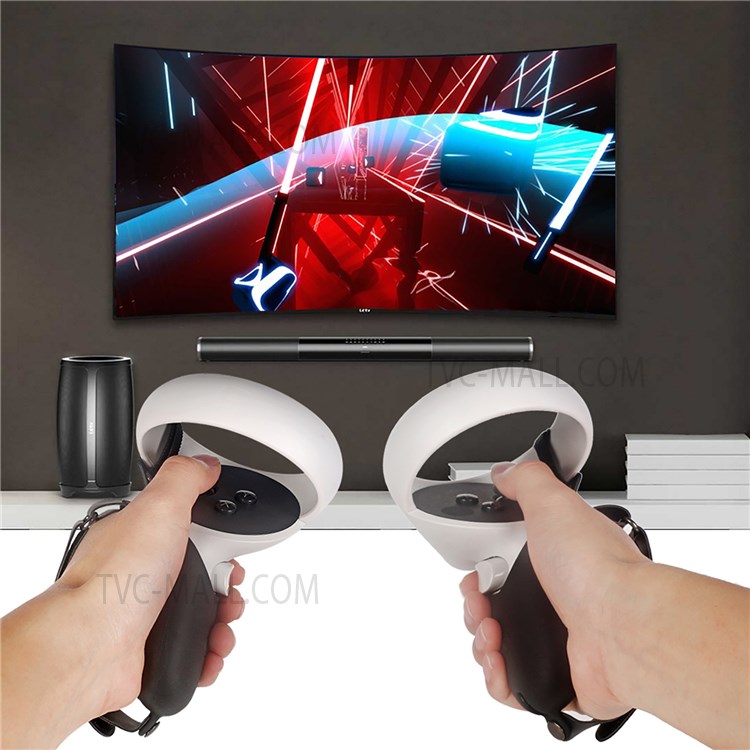 1 Pair Silicone Protective Grip Cover Handle Sleeve Case with Adjustable Palm Strap for Oculus Quest 2 VR Controller - Blue-9