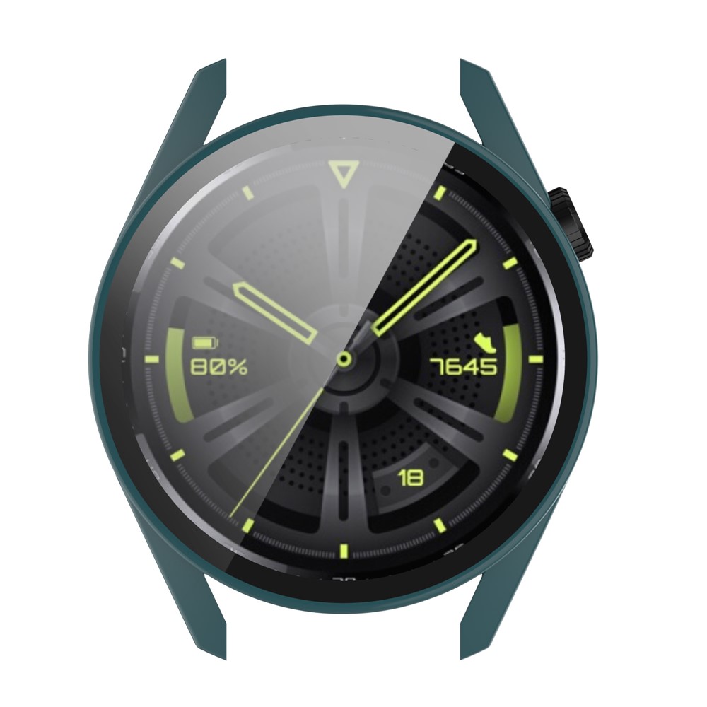 Scratch Resistant Overall Hard PC Cover with HD Tempered Glass Screen Protector for Huawei Watch GT 3 42mm - Blackish Green-3