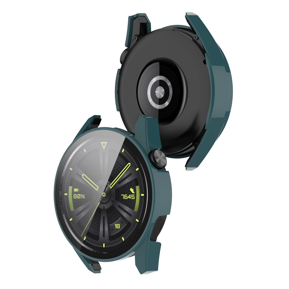 Scratch Resistant Overall Hard PC Cover with HD Tempered Glass Screen Protector for Huawei Watch GT 3 42mm - Blackish Green-5