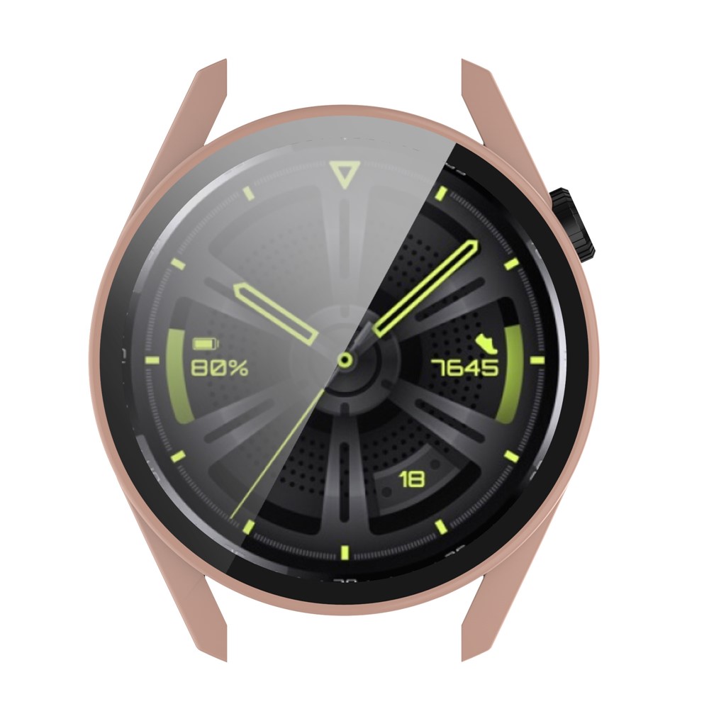 Full Coverage Hard PC Case with Tempered Glass Sensitive Touch Screen Protector for Huawei Watch GT 3 46mm - Pink-3