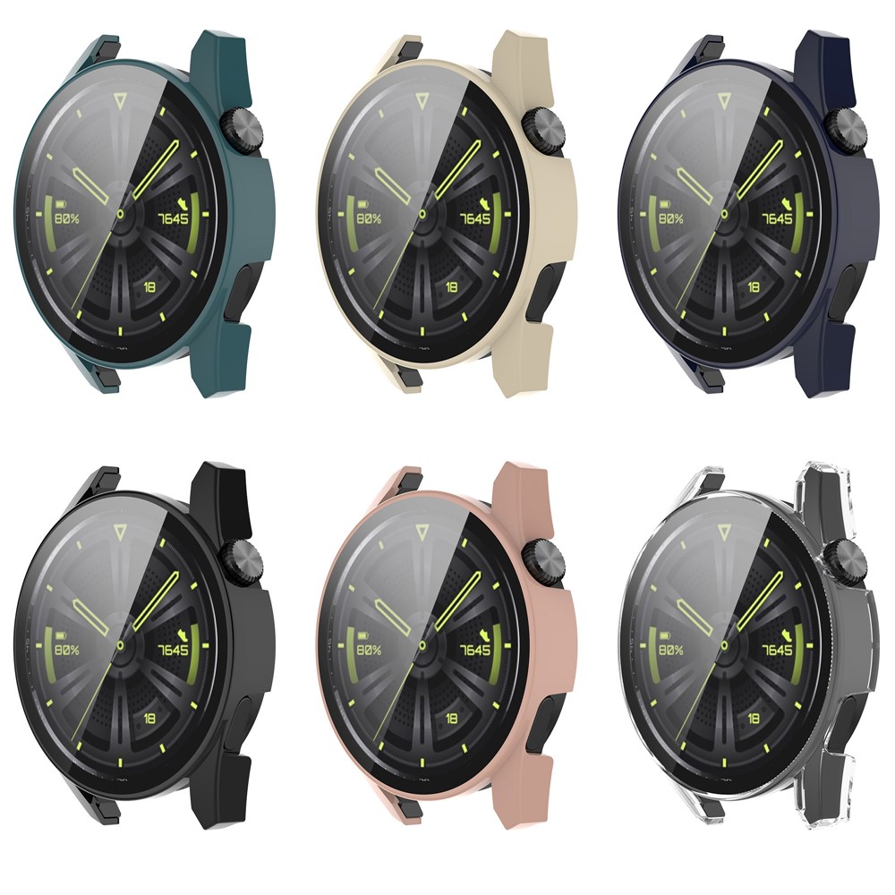 Full Coverage Hard PC Case with Tempered Glass Sensitive Touch Screen Protector for Huawei Watch GT 3 46mm - Pink-9