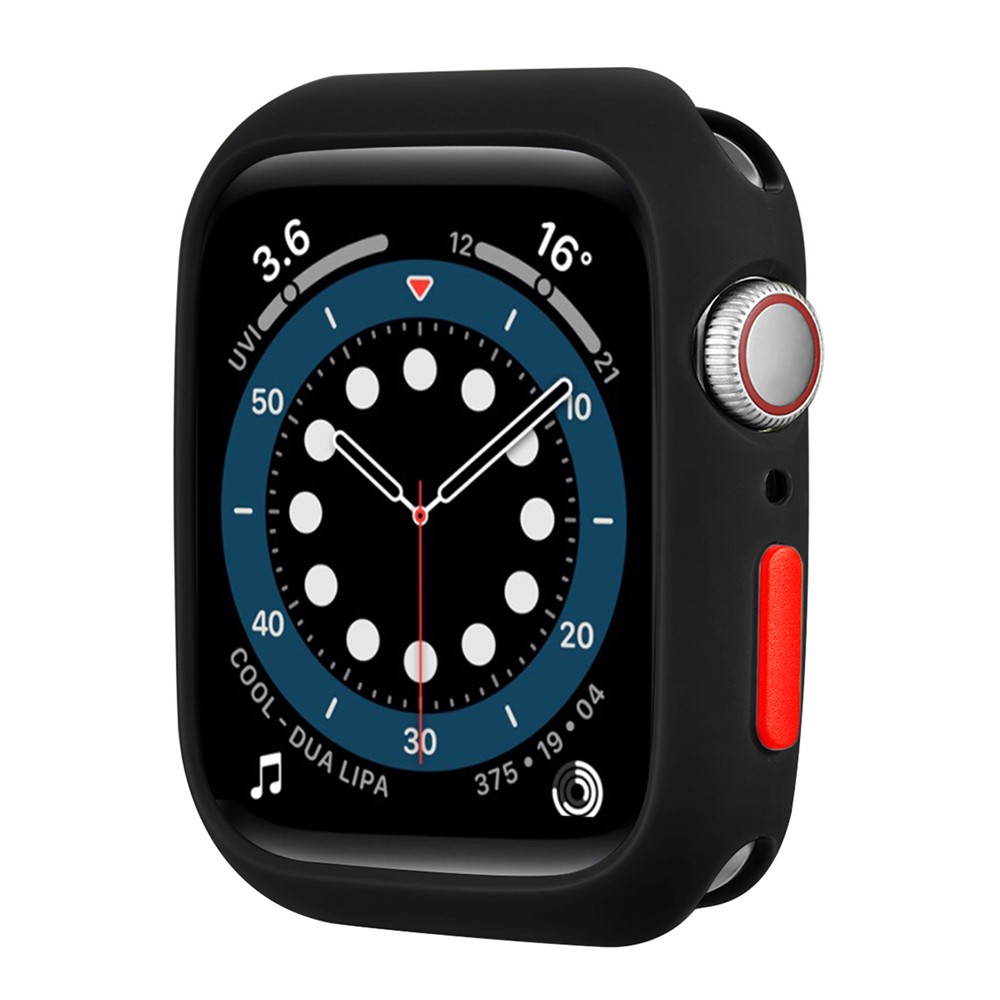 Candy Color Button Covered Soft TPU Protective Watch Case for Apple Watch Series 7 41mm - Black/Red-2