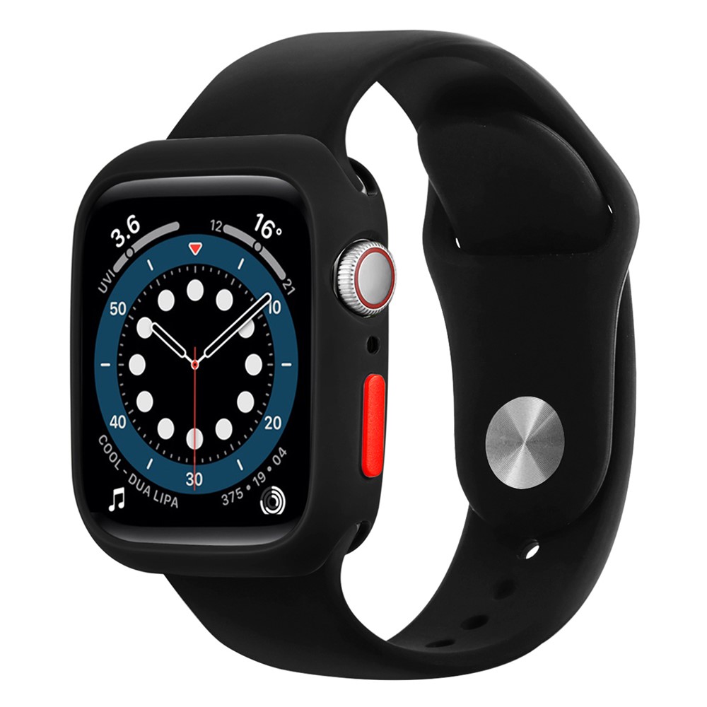 Candy Color Button Covered Soft TPU Protective Watch Case for Apple Watch Series 7 41mm - Black/Red-4