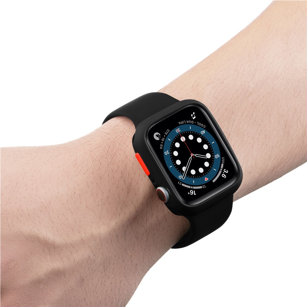 Candy Color Button Covered Soft TPU Protective Watch Case for Apple Watch Series 7 41mm - Black/Red-5