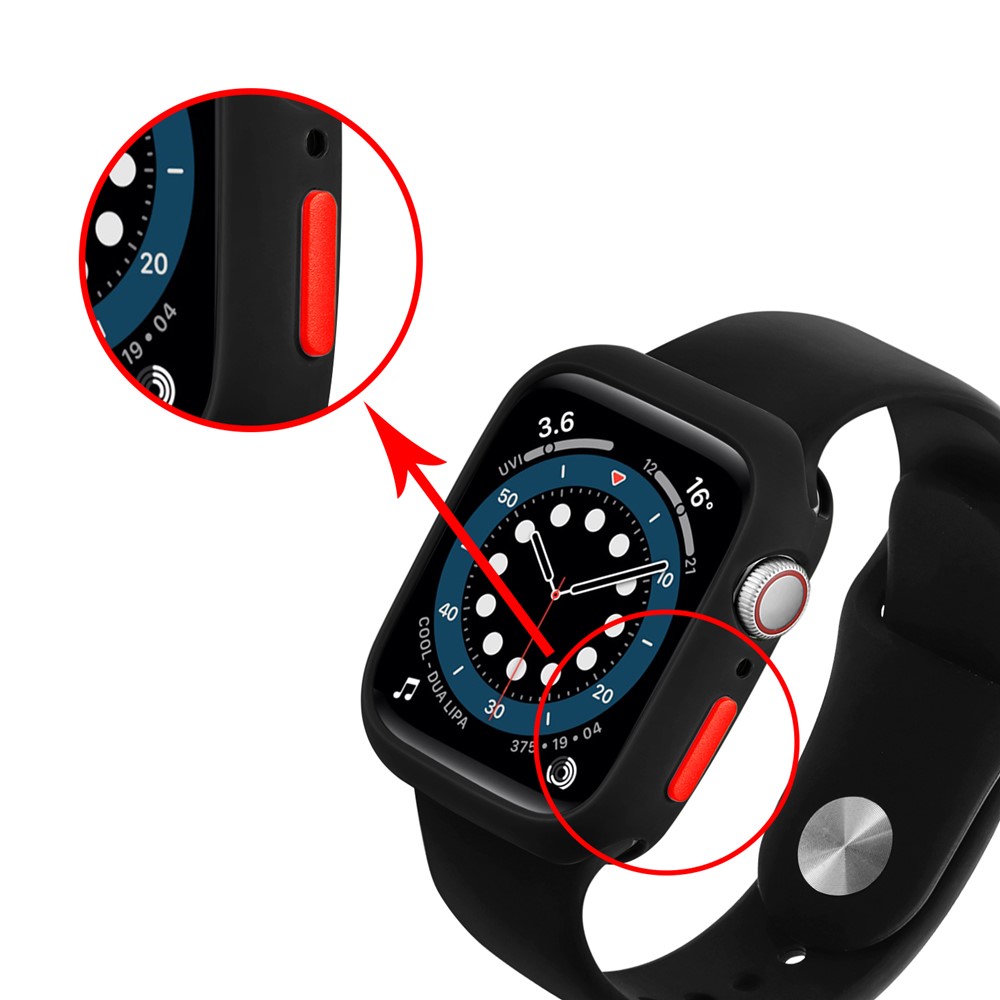 Candy Color Button Covered Soft TPU Protective Watch Case for Apple Watch Series 7 41mm - Black/Red-6