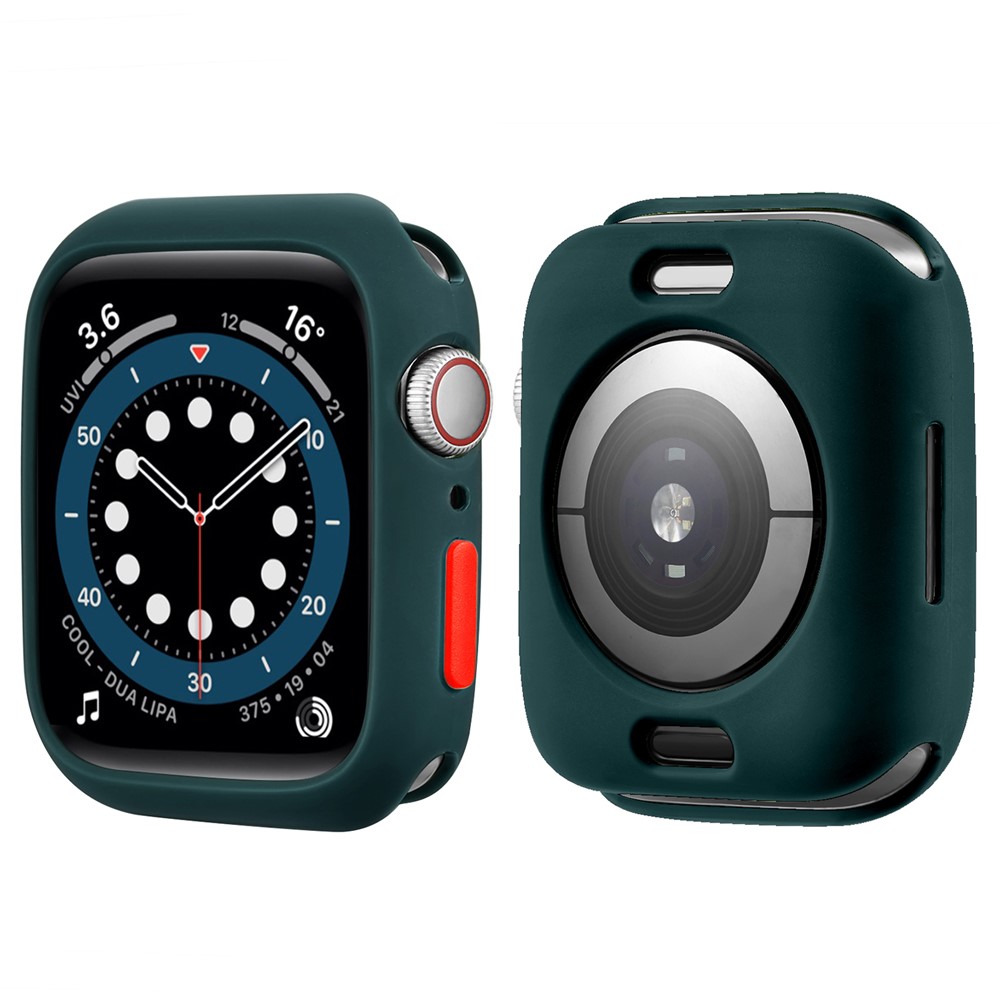 Candy Color Button Covered Soft TPU Protective Watch Case for Apple Watch Series 7 41mm - Blackish Green/Red-1