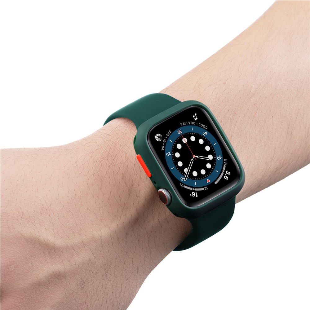 Candy Color Button Covered Soft TPU Protective Watch Case for Apple Watch Series 7 41mm - Blackish Green/Red-5