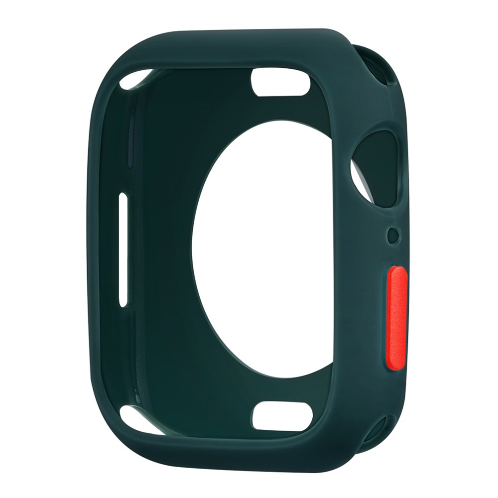Candy Color Button Covered Soft TPU Protective Watch Case for Apple Watch Series 7 41mm - Blackish Green/Red-7