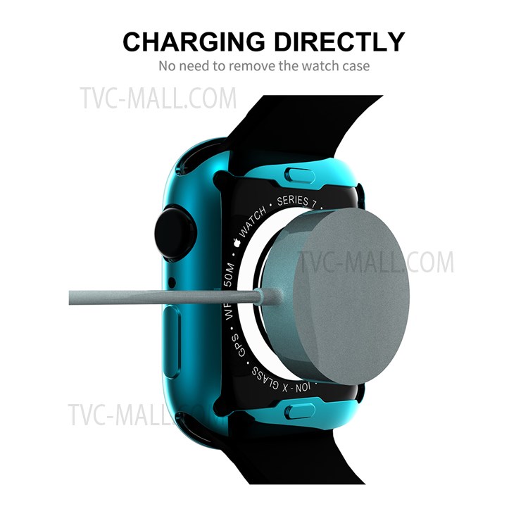 ENKAY Anti-scratch Soft TPU Protective Watch Case Cover with 9H Tempered Glass Screen Protector for Apple Watch Series 7 45mm - Cyan-3