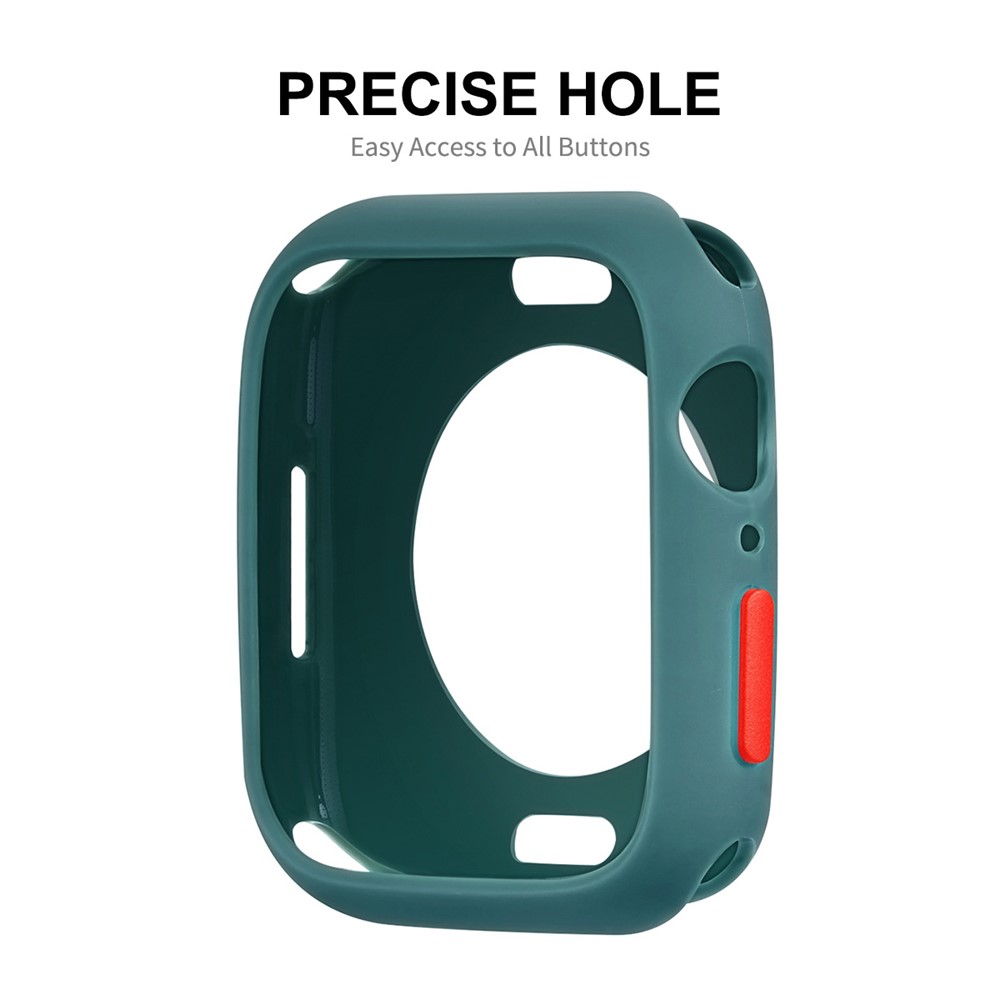 ENKAY Button Cover Soft TPU Watch Case Shell with Curved PET Full Size Screen Protector for Apple Watch Series 7 41mm - Green-3