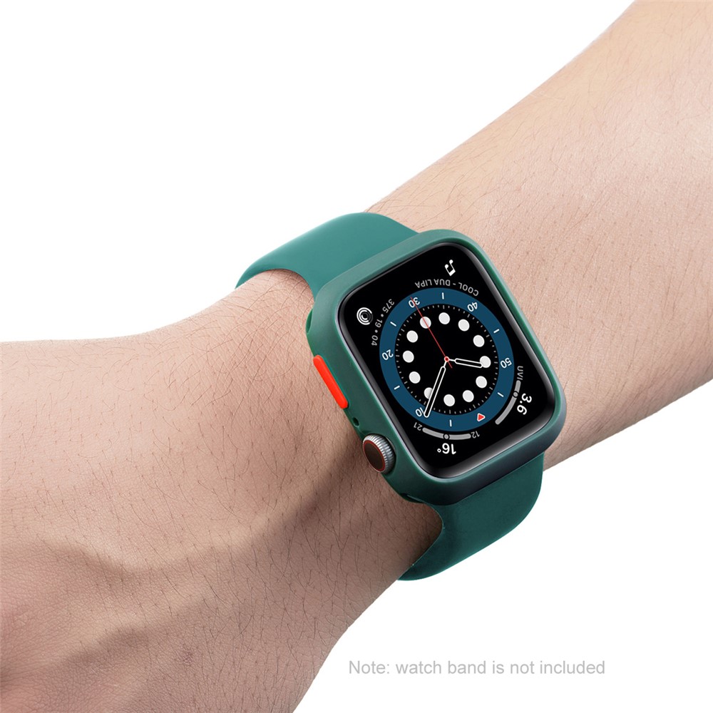 ENKAY Button Cover Soft TPU Watch Case Shell with Curved PET Full Size Screen Protector for Apple Watch Series 7 41mm - Green-8
