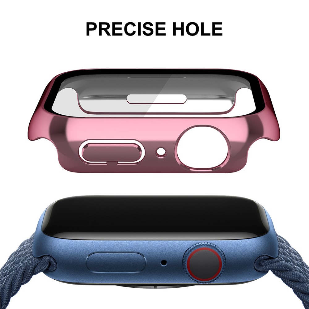 ENKAY Electroplating PC Anti-drop Smart Watch Protective Case with 9H Tempered Glass Screen Protector for Apple Watch Series 7 41mm - Pink-4