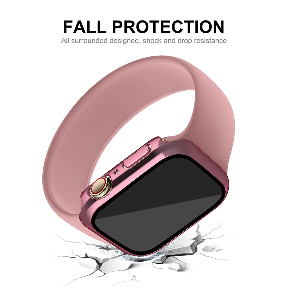 ENKAY Electroplating PC Anti-drop Smart Watch Protective Case with 9H Tempered Glass Screen Protector for Apple Watch Series 7 41mm - Pink-5