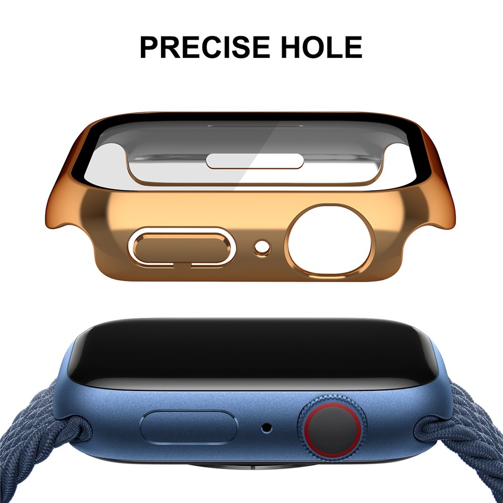 ENKAY 9H Tempered Glass Screen Protector Electroplating Hard PC Watch Case Cover for Apple Watch Series 7 45mm - Rose Gold-4