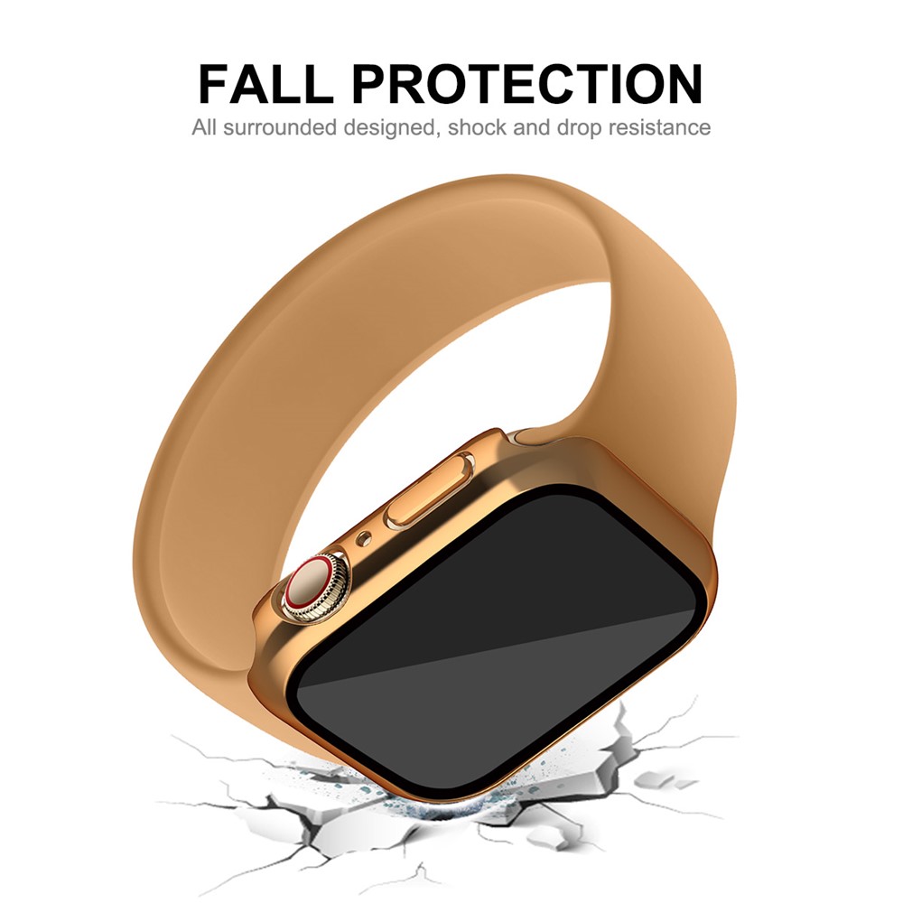 ENKAY 9H Tempered Glass Screen Protector Electroplating Hard PC Watch Case Cover for Apple Watch Series 7 45mm - Rose Gold-5