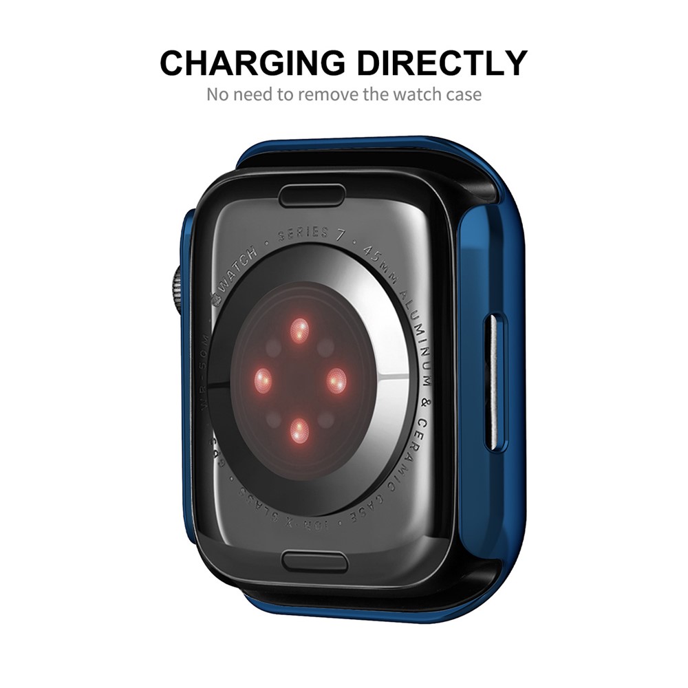 ENKAY 9H Tempered Glass Screen Protector Electroplating Hard PC Watch Case Cover for Apple Watch Series 7 45mm - Sapphire-3