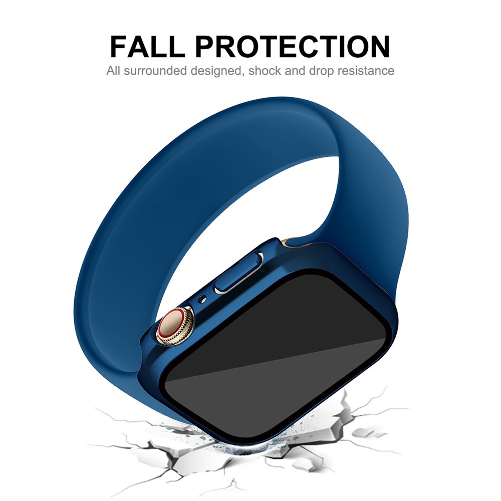 ENKAY 9H Tempered Glass Screen Protector Electroplating Hard PC Watch Case Cover for Apple Watch Series 7 45mm - Sapphire-5