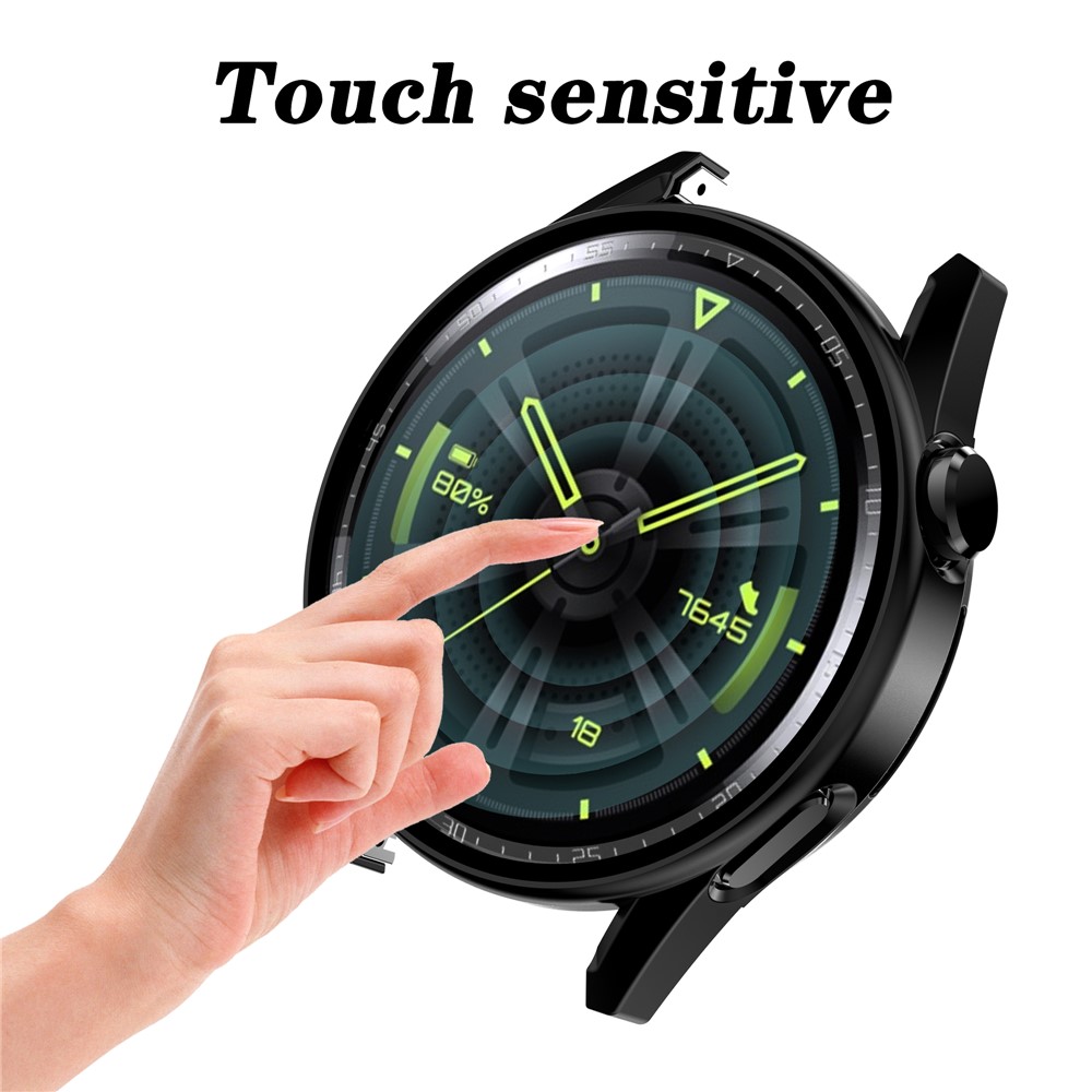 Electroplating Frosted Anti-drop Watch Case Frame with Tempered Glass Screen Protective Film for Huawei Watch GT 3 42mm - Black-3