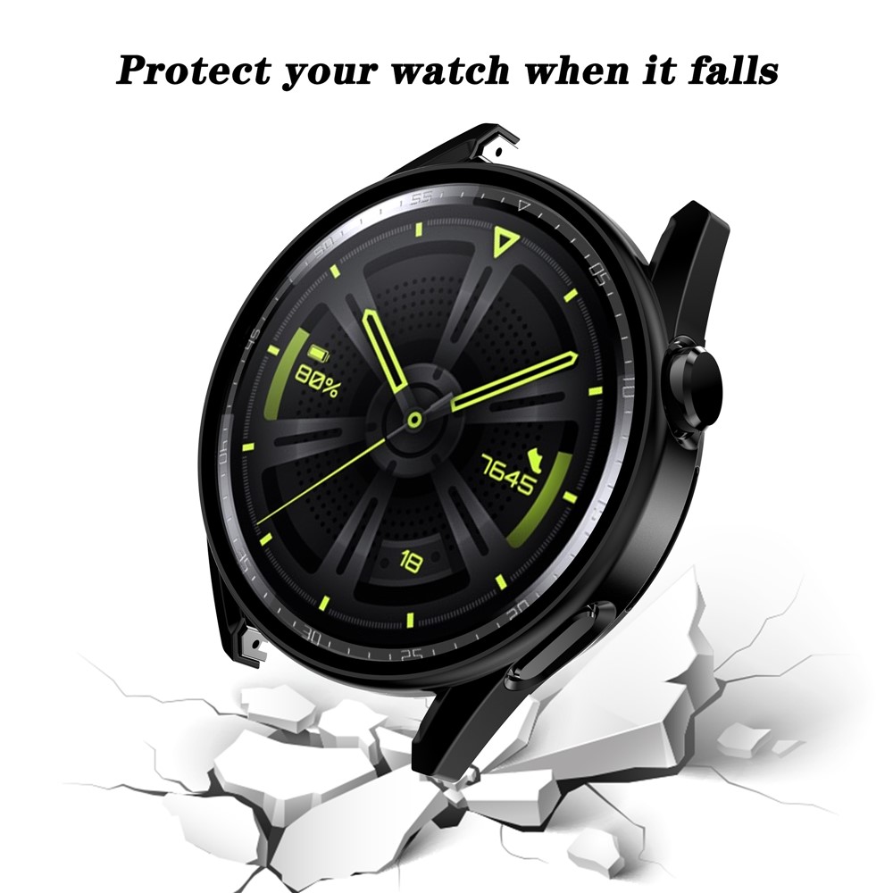 Electroplating Frosted Anti-drop Watch Case Frame with Tempered Glass Screen Protective Film for Huawei Watch GT 3 42mm - Black-5