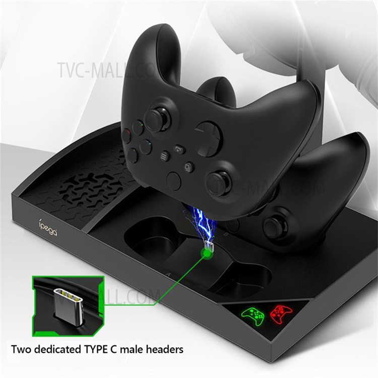 IPEGA PG-XBS013 Multifunction Vertical Charging Station with Cooling Fan for Xbox Series S Dual Game Controller Charging Dock with Headset Stand-5