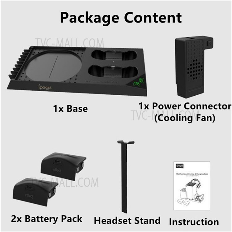IPEGA PG-XBX013 Multi-function Game Console Charging Station for Xbox Series X Dual Game Controller Charging Dock with Headset Stand/Game Disc Rack-9