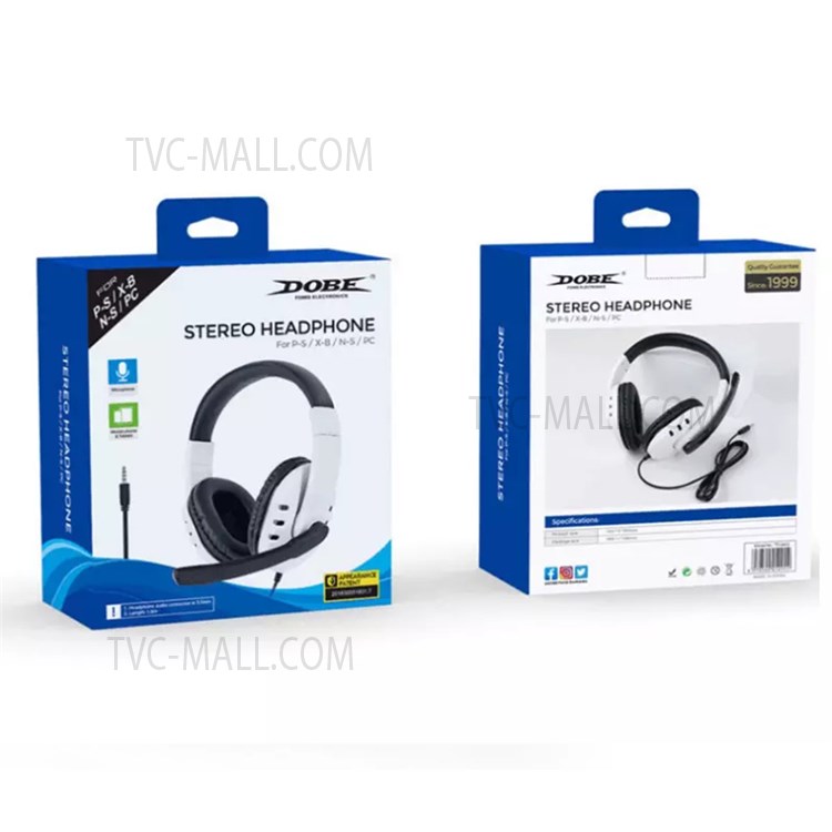 DOBE TY-0820 3.5mm Wired Gaming Headset Stereo Headphones Retractable Earphone with Noise-cancelling Mic for PS5/PS4/XBOX/PC-6